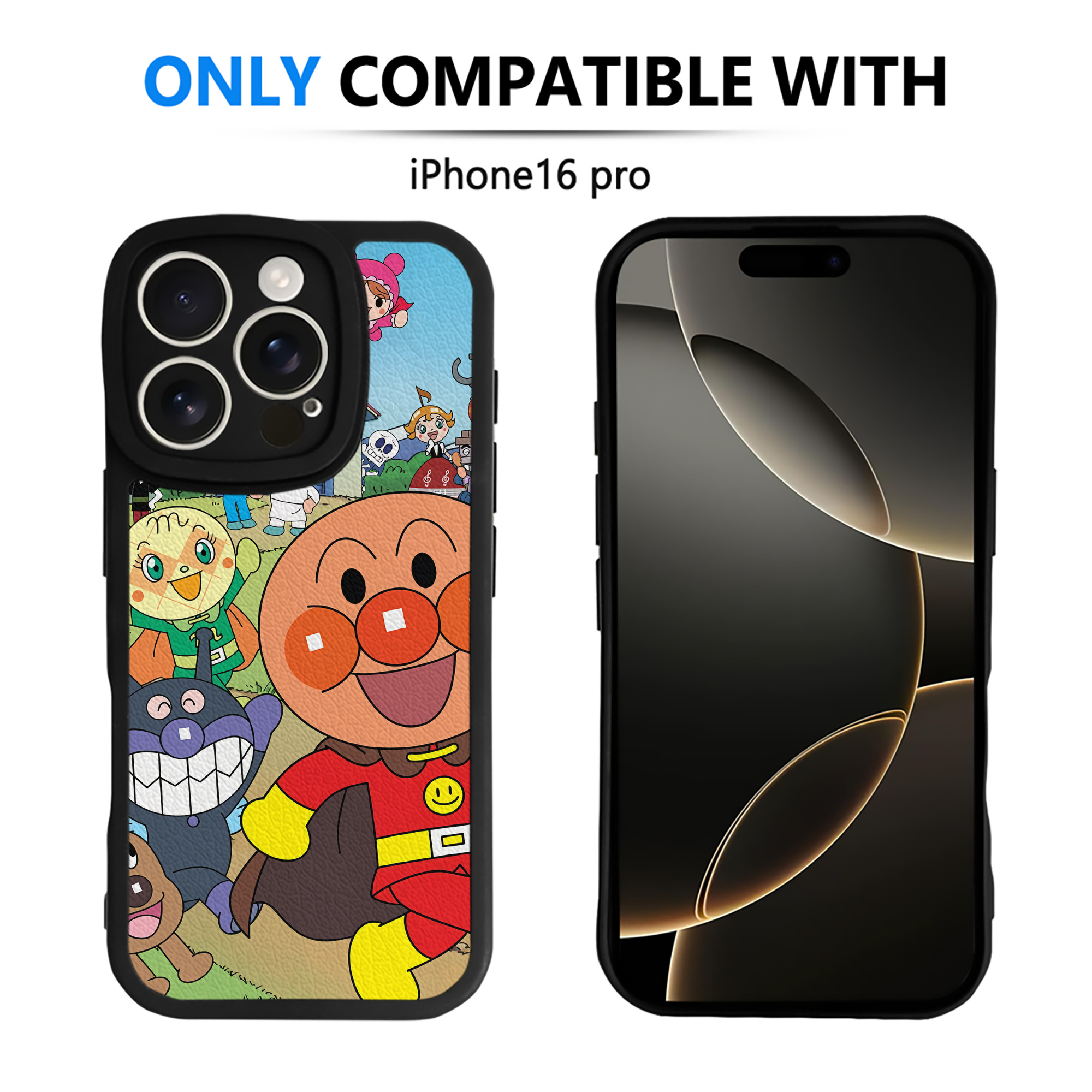 （画像用） アンパンマン Anpanman 【iPhone 16シリーズ対応】シリコンスマホケース（レザー調） 材質：シリコン